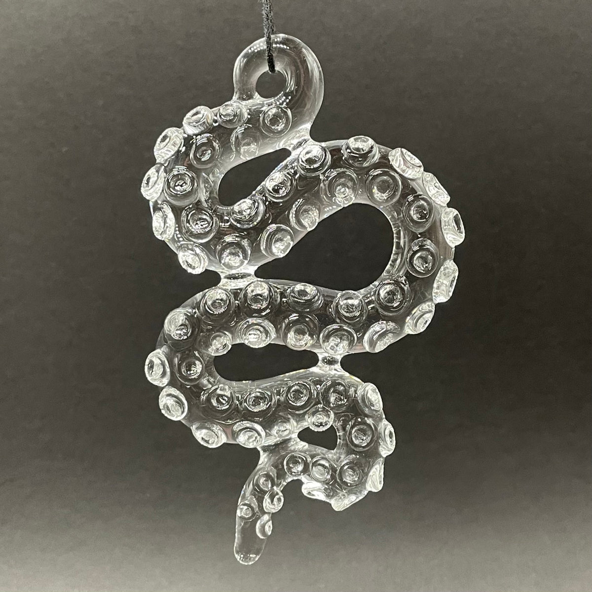 Artisan glass 3 clear tentacle ornaments - detailed craftsmanship