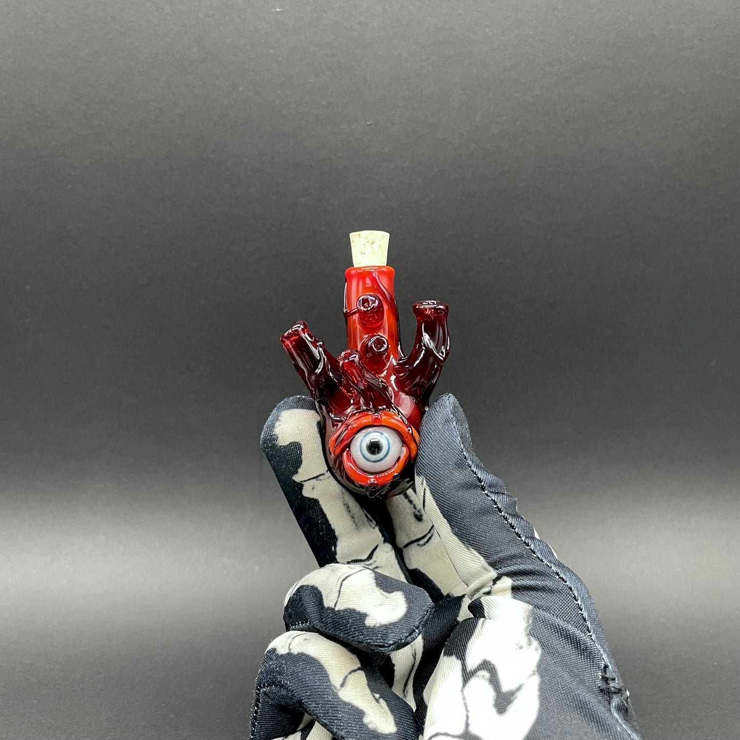 Hand-blown Anatomical glass heart cork jar pendant - Leviathan Glass original