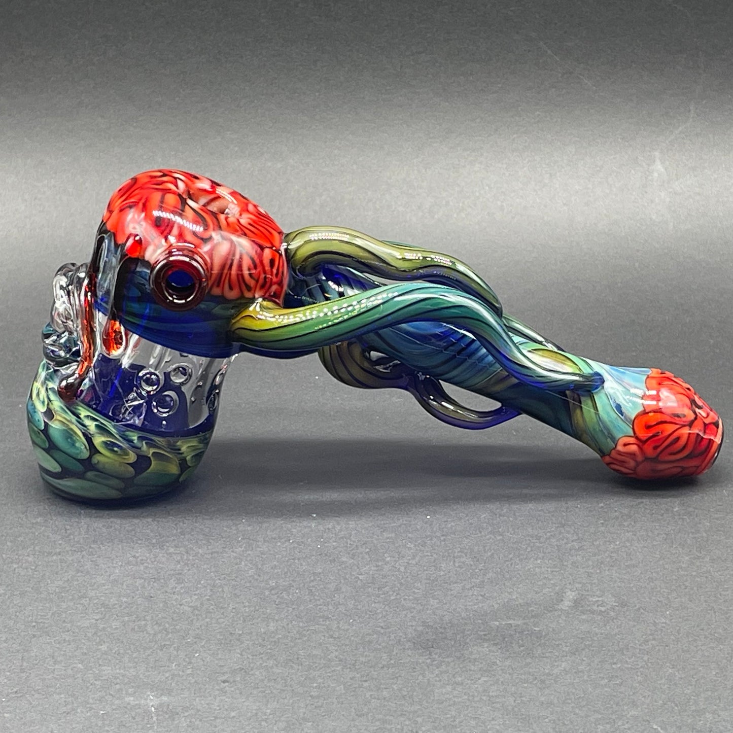Brain Bubbler detail view - premium glass art