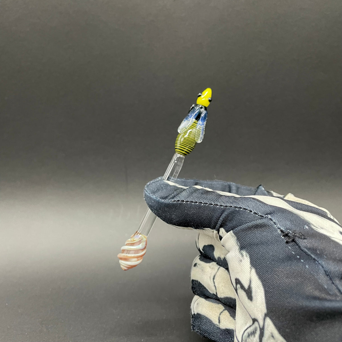 Hand-blown glass Small glass Bee Honey Dipper by Leviathan Glass