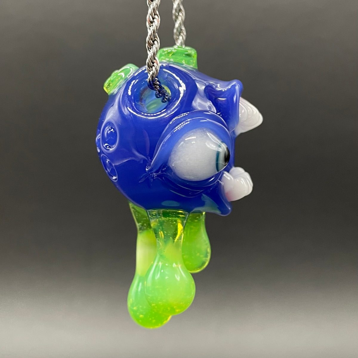 Drippy screamer pendant hand blown glass art - Leviathan Glass