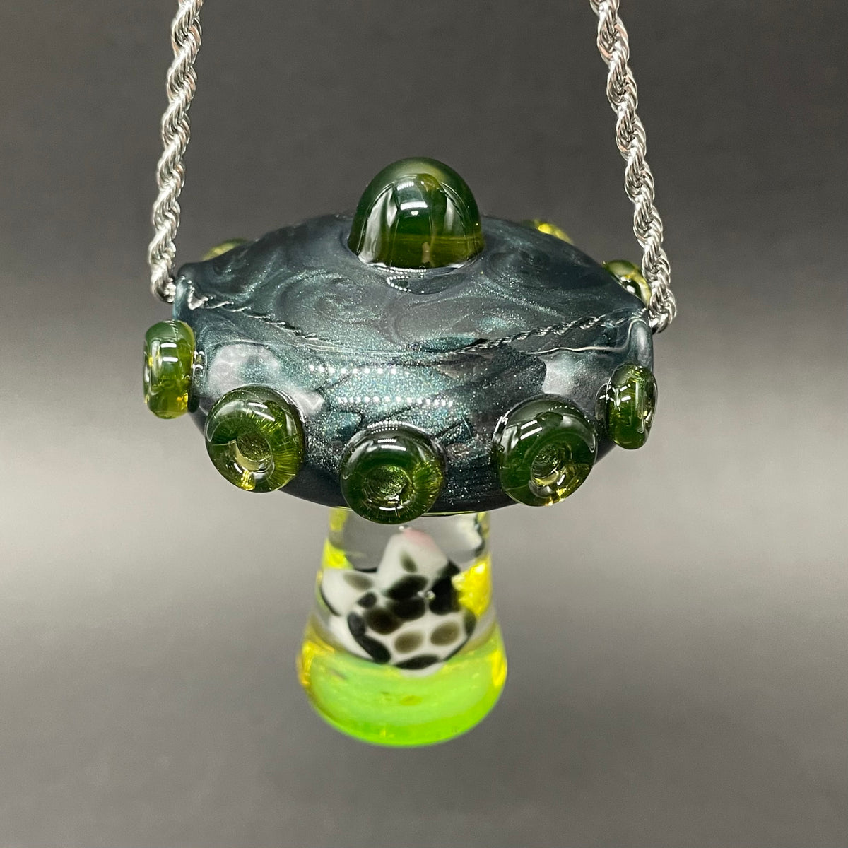 Alien abduction pendant (cow) hand blown glass art - Leviathan Glass