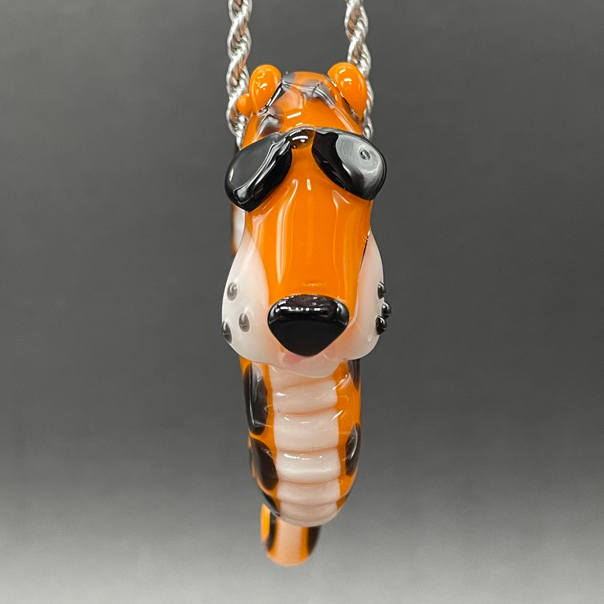 Slithering Chester Cheetah glass pendant glass art - premium handcrafted piece