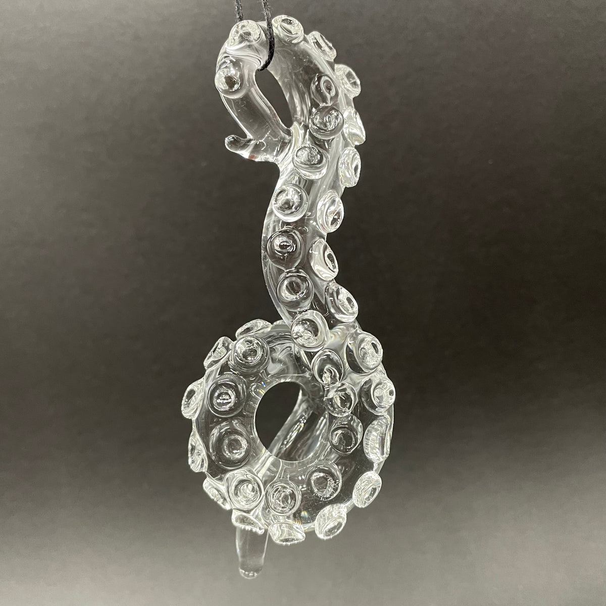 Hand-blown 3 clear tentacle ornaments - Leviathan Glass original