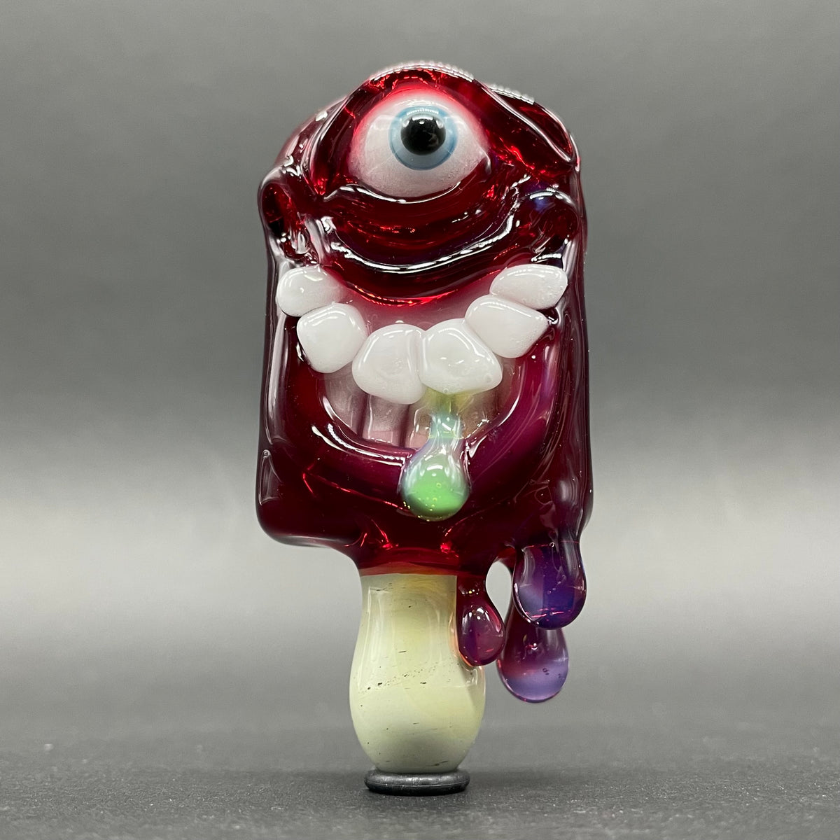 Drippy popsicle pendant detail view - premium glass art