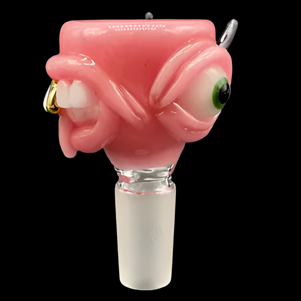 Hand-blown glass 14mm 4 hole Blush Pink Slide by Leviathan Glass