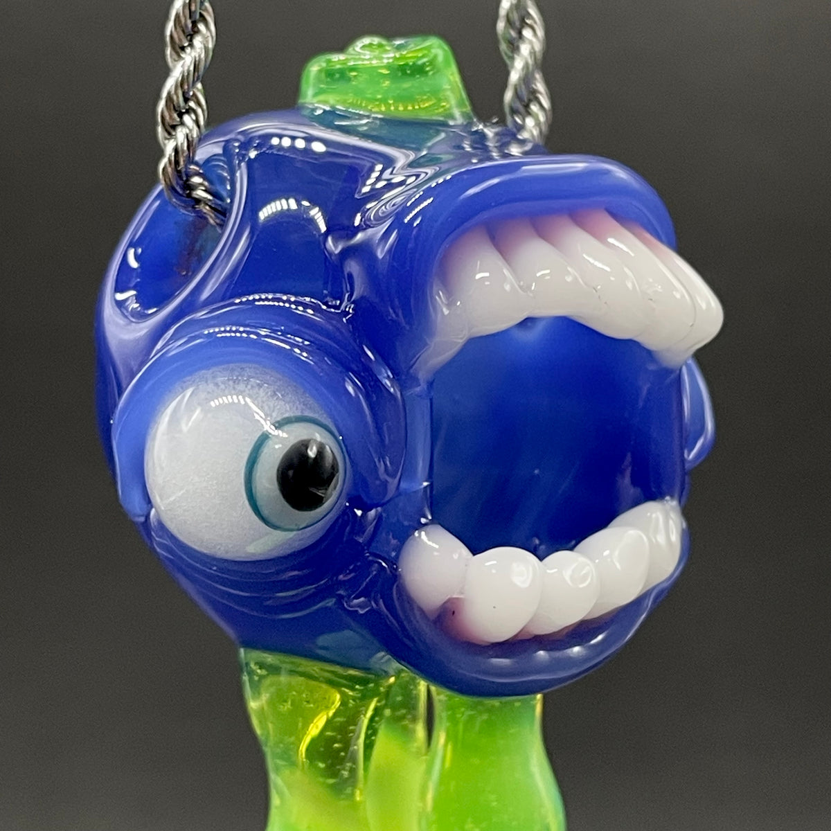 Drippy screamer pendant hand blown glass art - Leviathan Glass