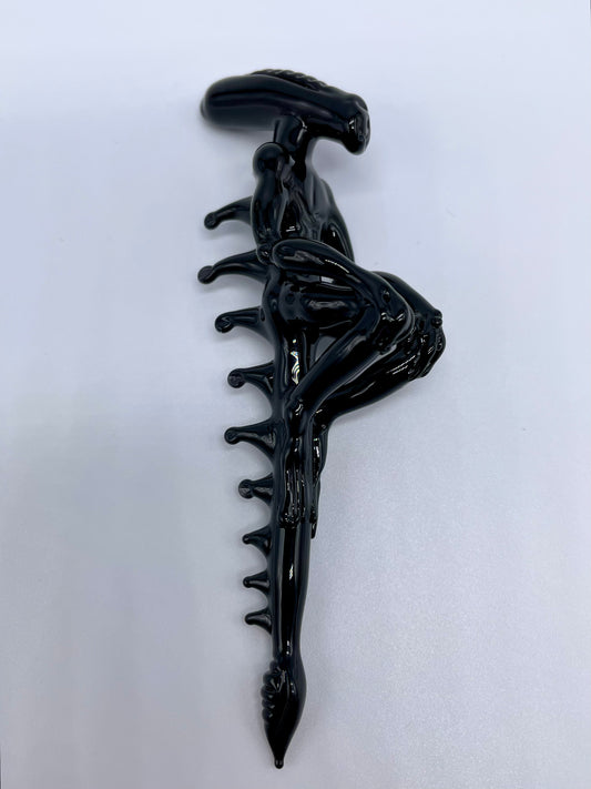 Xenomorph sculpture detail view - premium glass art