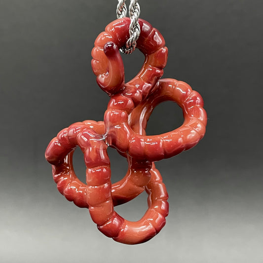 glass earthworm pendant