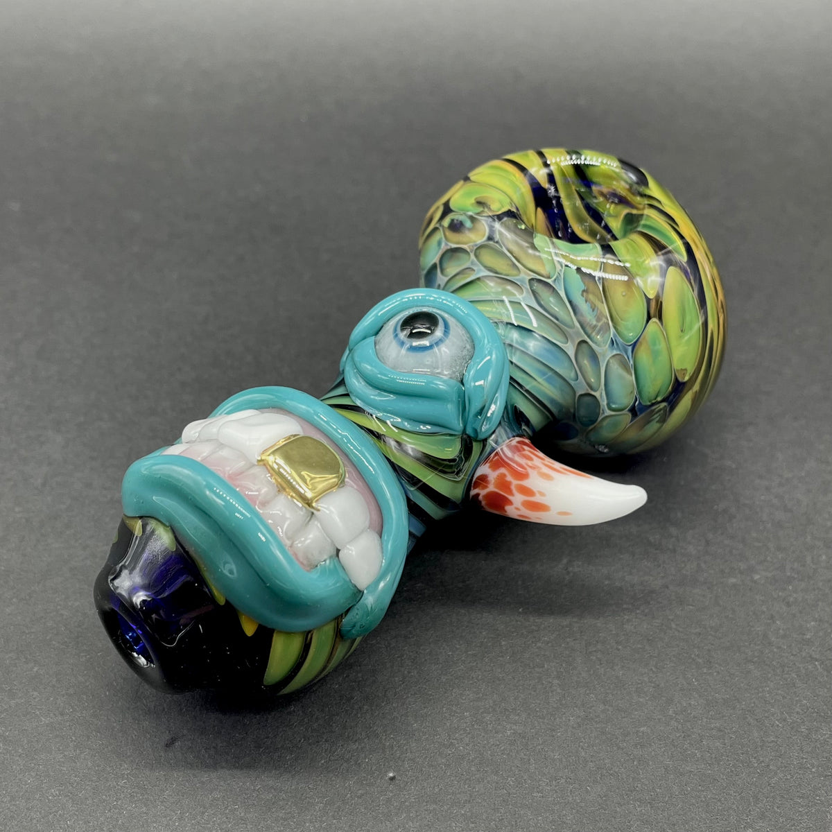 Gold Fumed Cyclops Spoon craftsmanship - artisan glass work