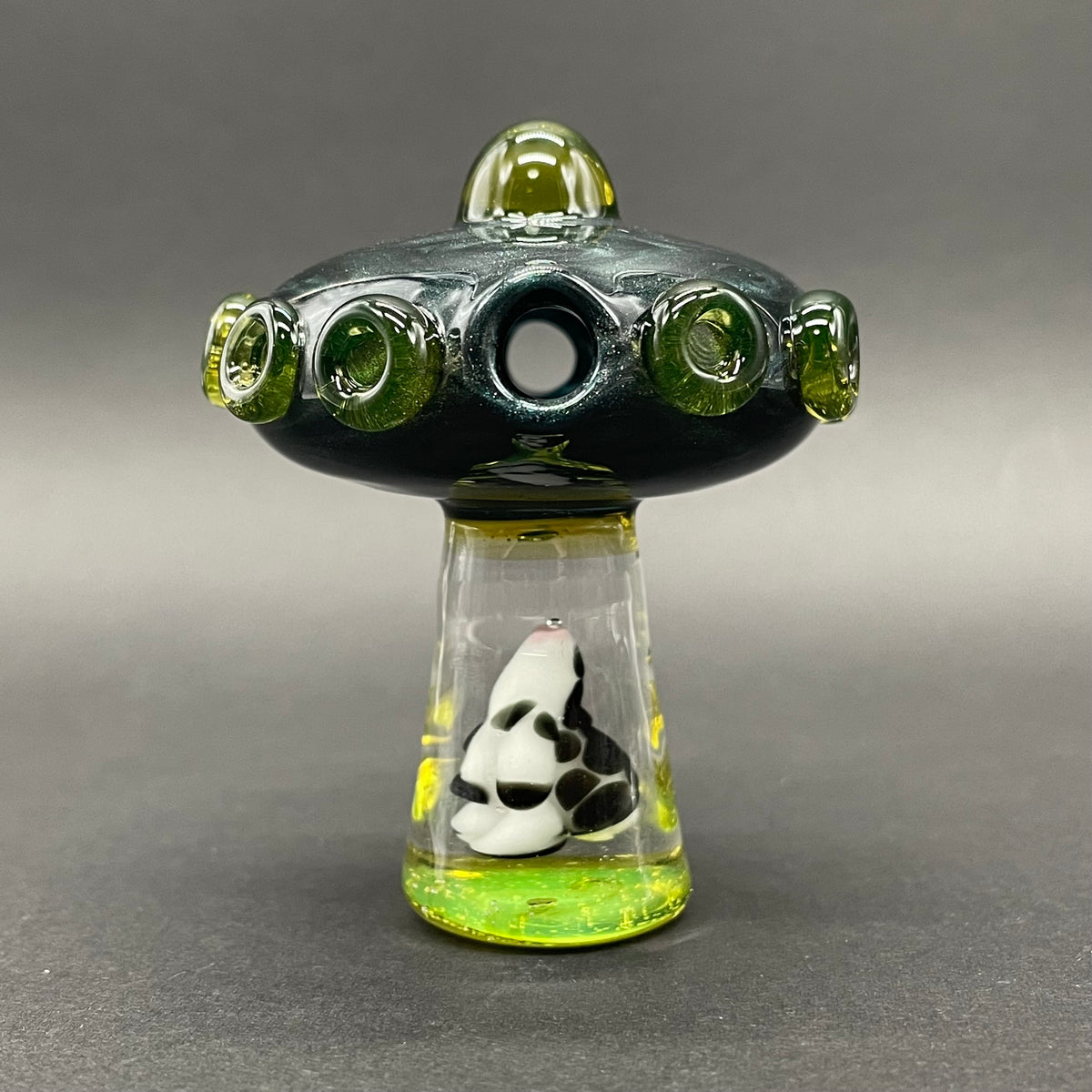 Alien abduction pendant (cow) hand blown glass art - Leviathan Glass