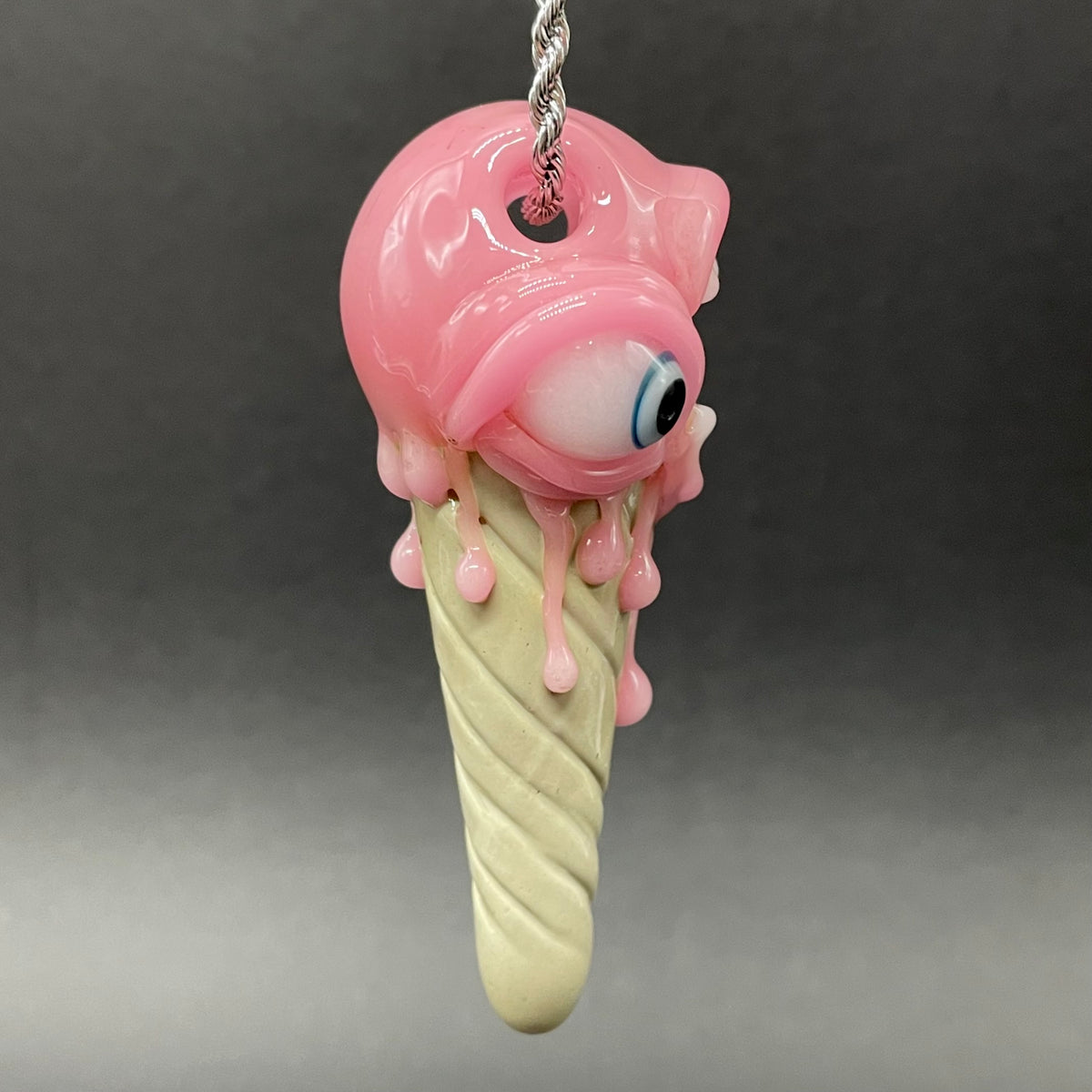 Ice scream cone pendant by Leviathan Glass - artisan detail