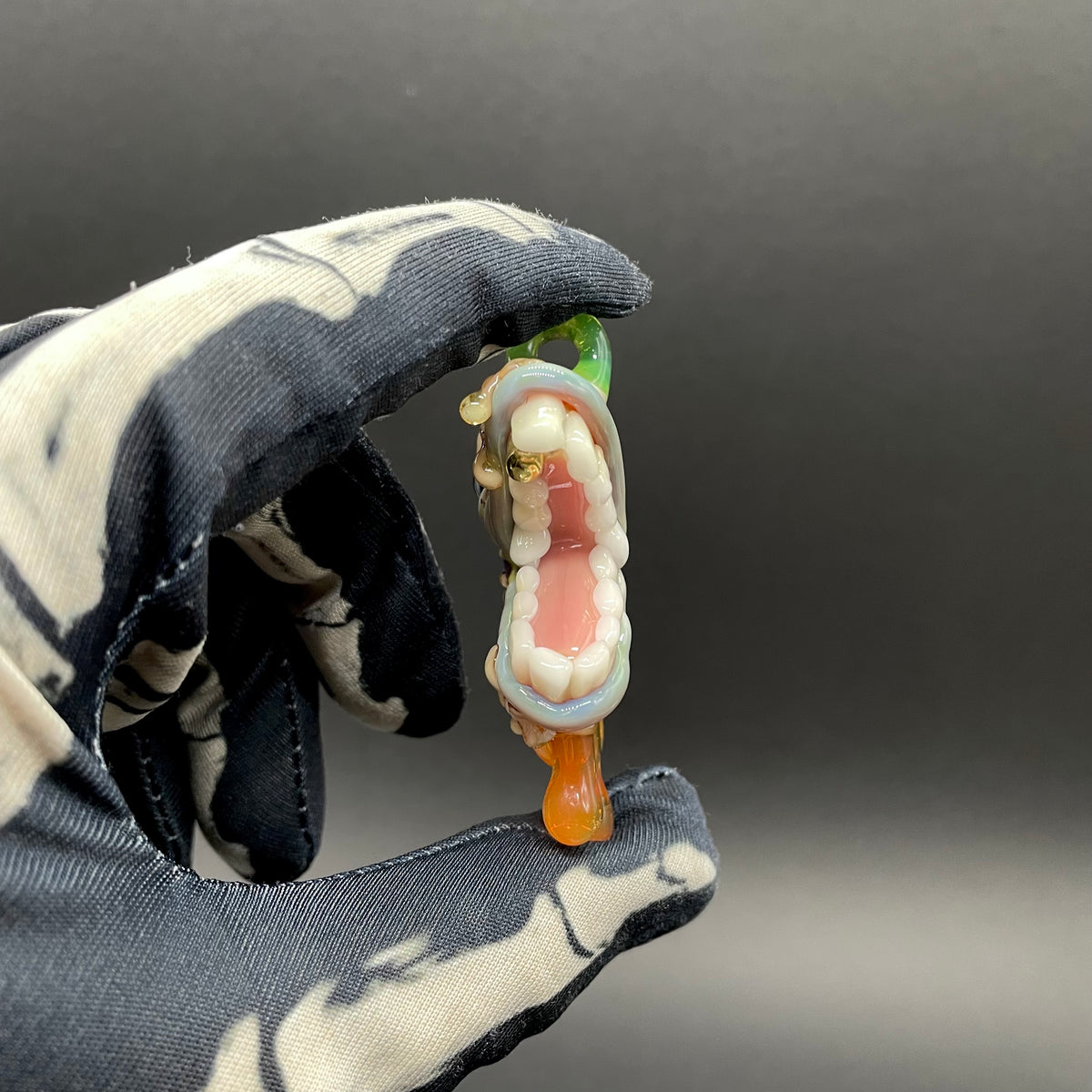 Pizza fiend pendant hand blown glass art - Leviathan Glass