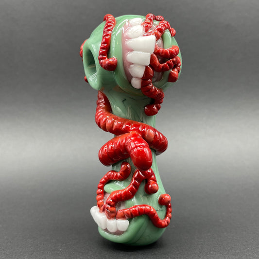 Worm food spoon detail view - premium glass art