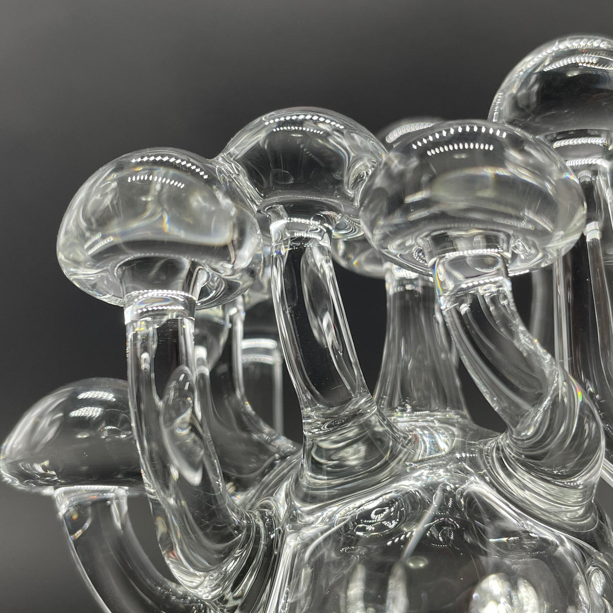 Handblown Clear Glass Mushroom Sculpture Psychedelic Cluster Art Piece glass art - premium handcrafted piece