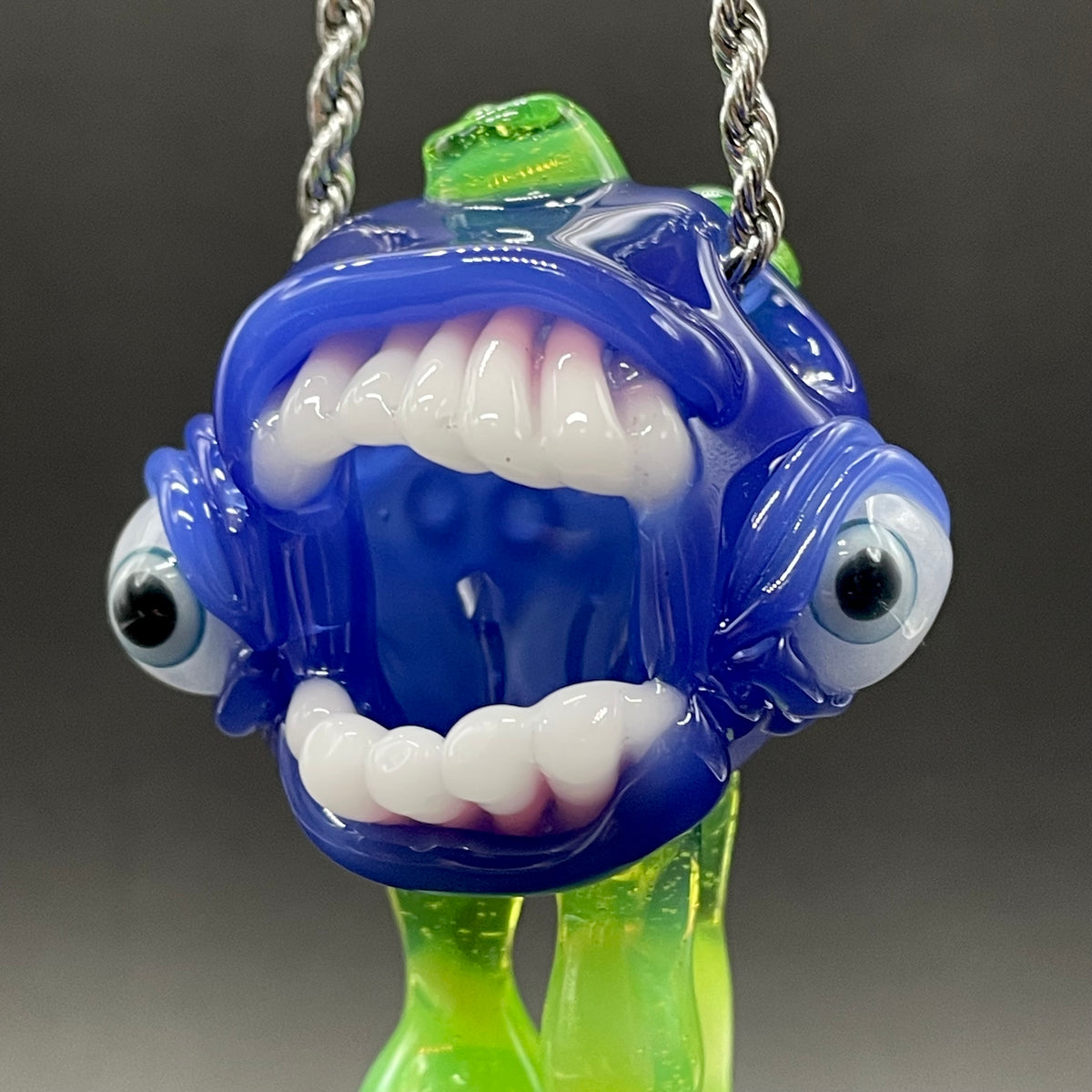 Drippy screamer pendant hand blown glass art - Leviathan Glass