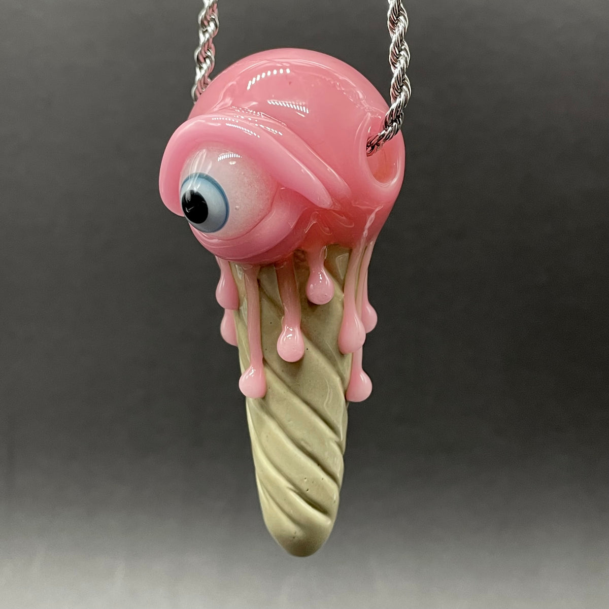 Artisan glass Eye scream cone pendant - detailed craftsmanship