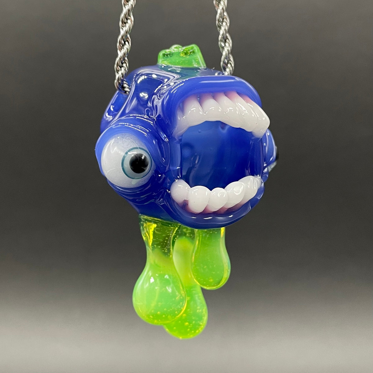 Drippy screamer pendant hand blown glass art - Leviathan Glass