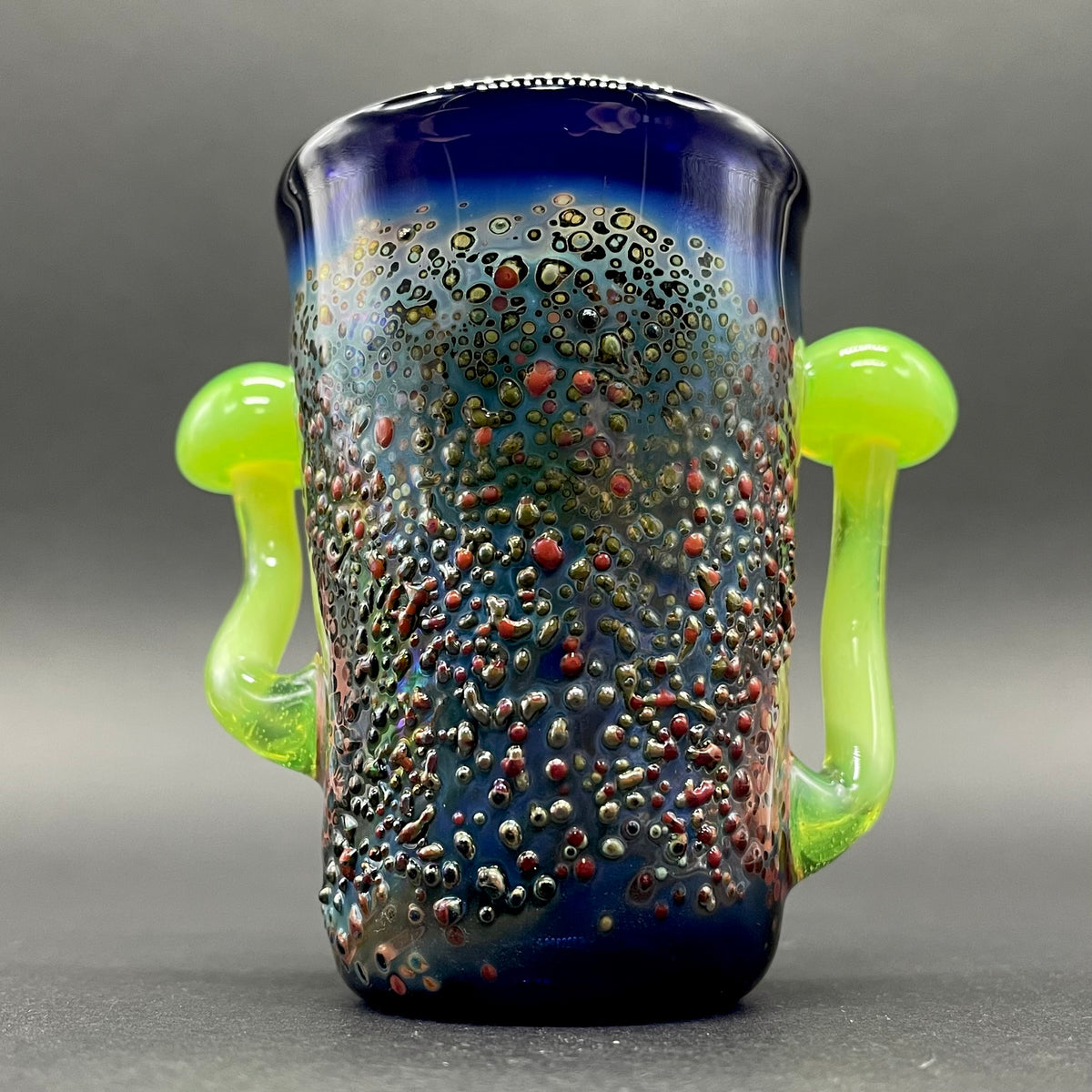 Green slime mushroom shot glass hand blown glass art - Leviathan Glass