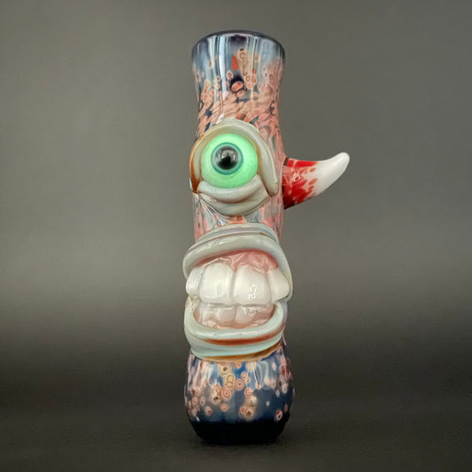 Frit Cyclops Chillum detail view - premium glass art