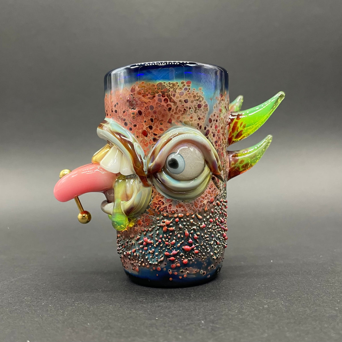 Hand-blown glass Pierced Tongue Shot Glass by Leviathan Glass