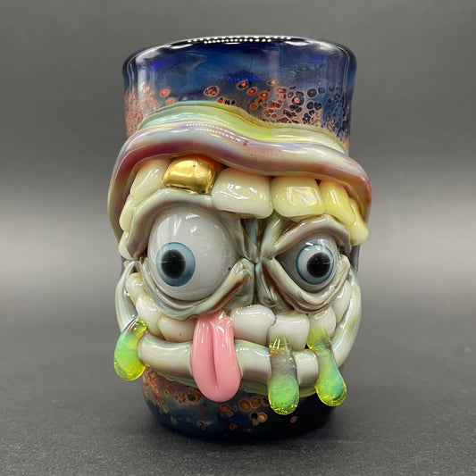 Hungry eyes monster shot glass detail view - premium glass art