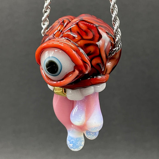 Mastermind glass pendant detail view - premium glass art