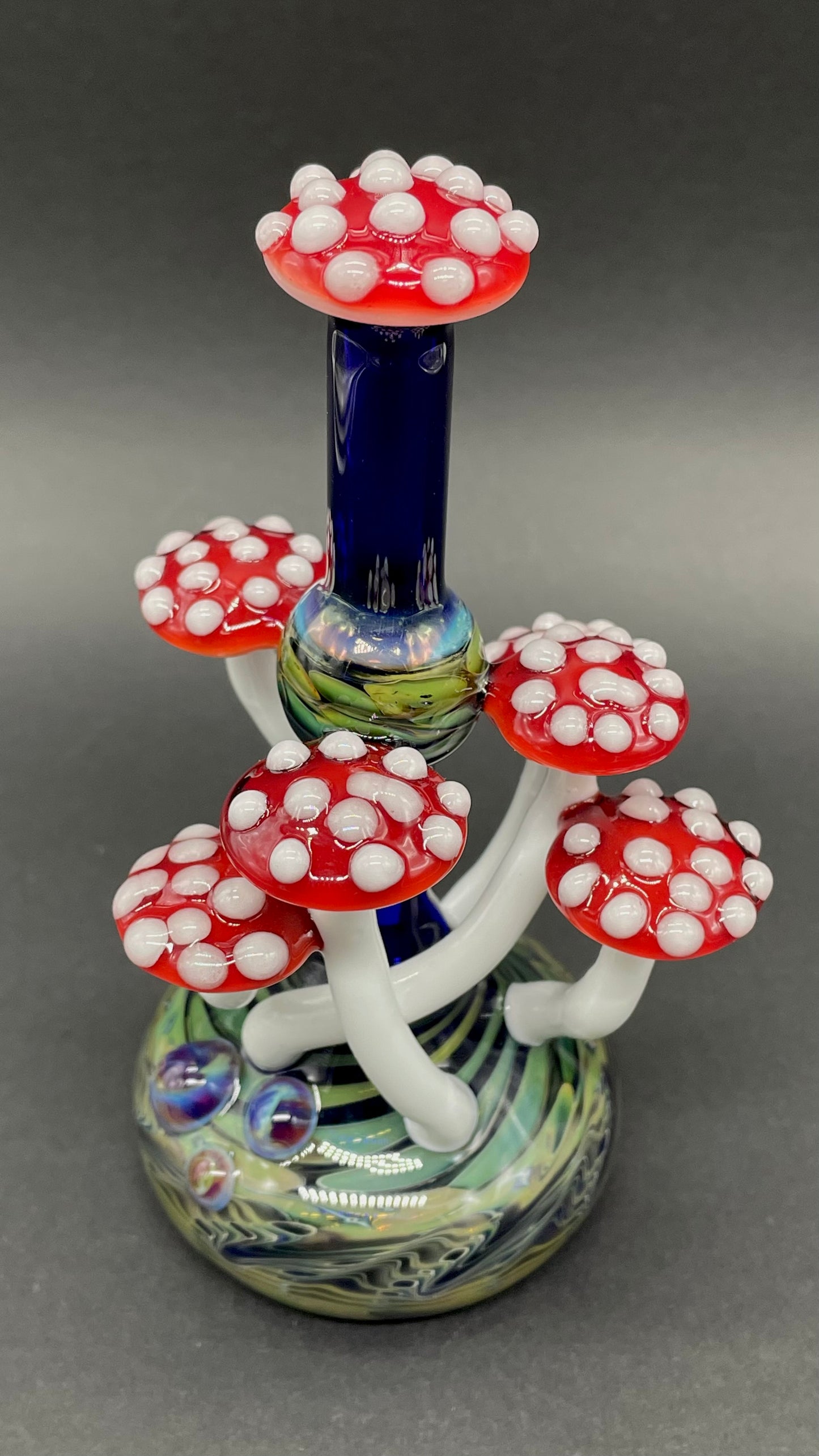 Hand-blown Red cap Mushroom perfume bottle - Leviathan Glass original