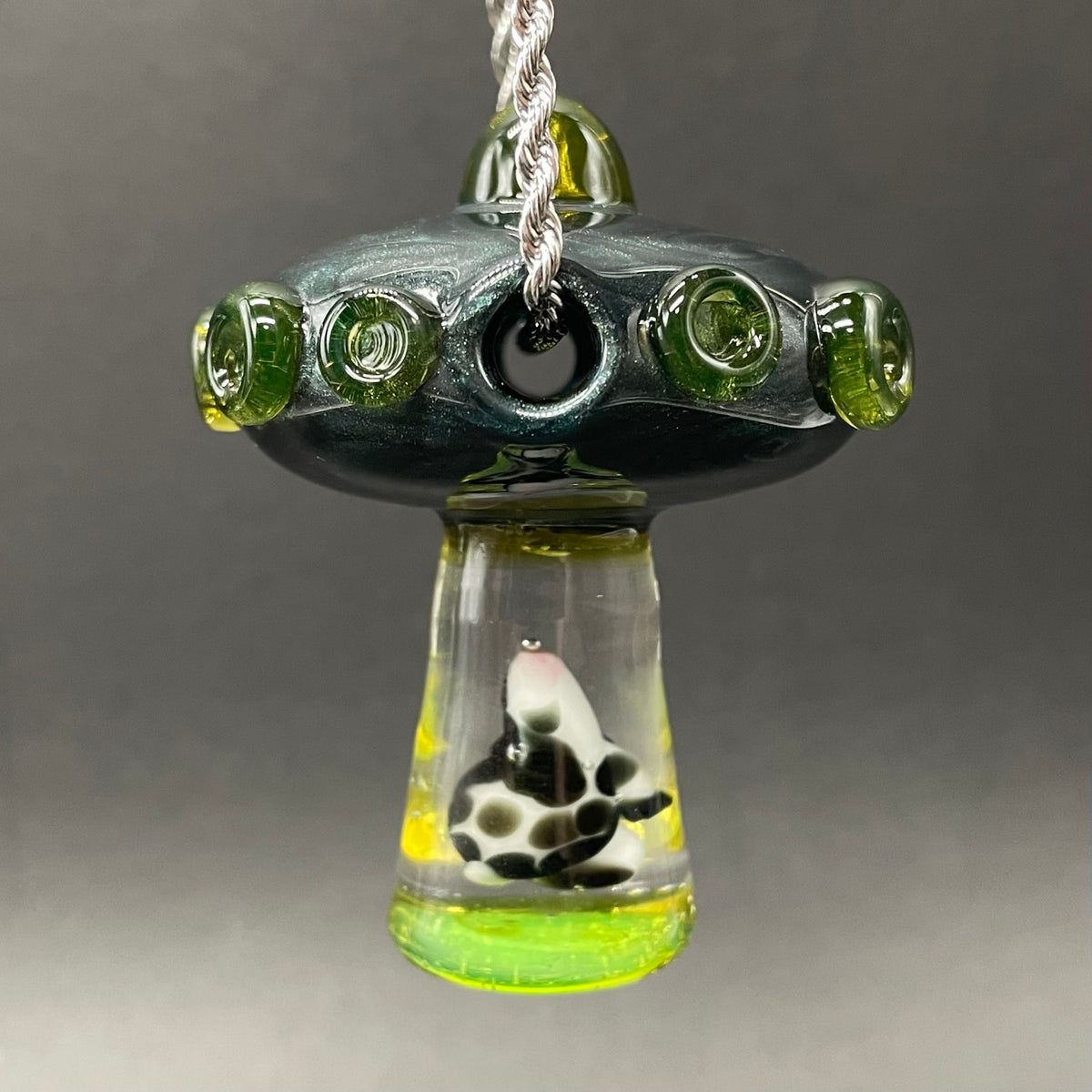 Alien abduction pendant (cow) hand blown glass art - Leviathan Glass