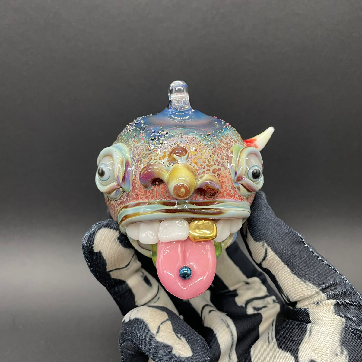 Hand-blown Pierced tongue cyclops ornament - Leviathan Glass original