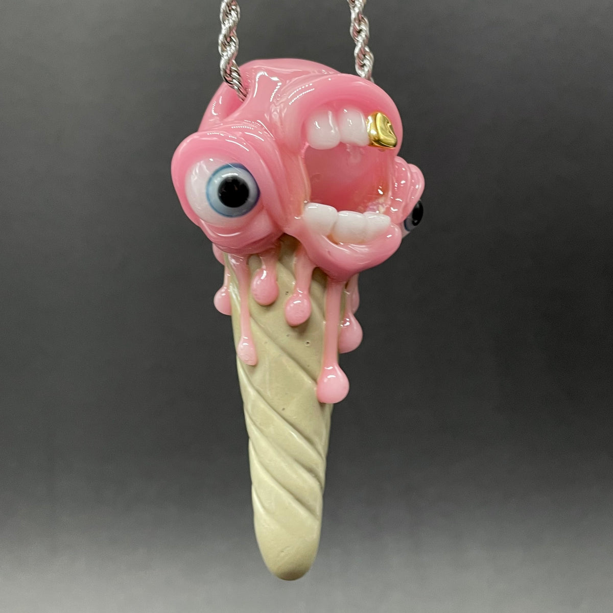 Ice scream cone pendant craftsmanship - artisan glass work