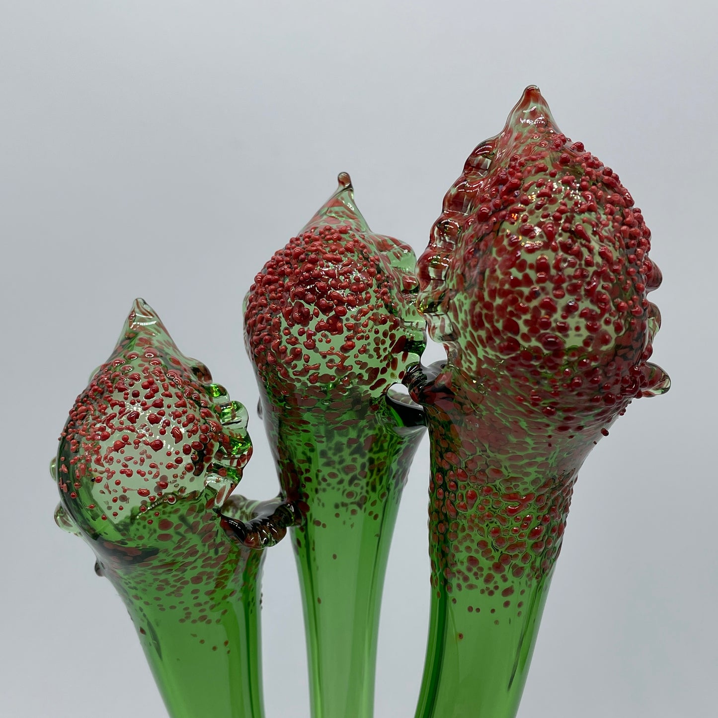 Hand-blown 3 stem pitcher plant sculpture - Leviathan Glass original