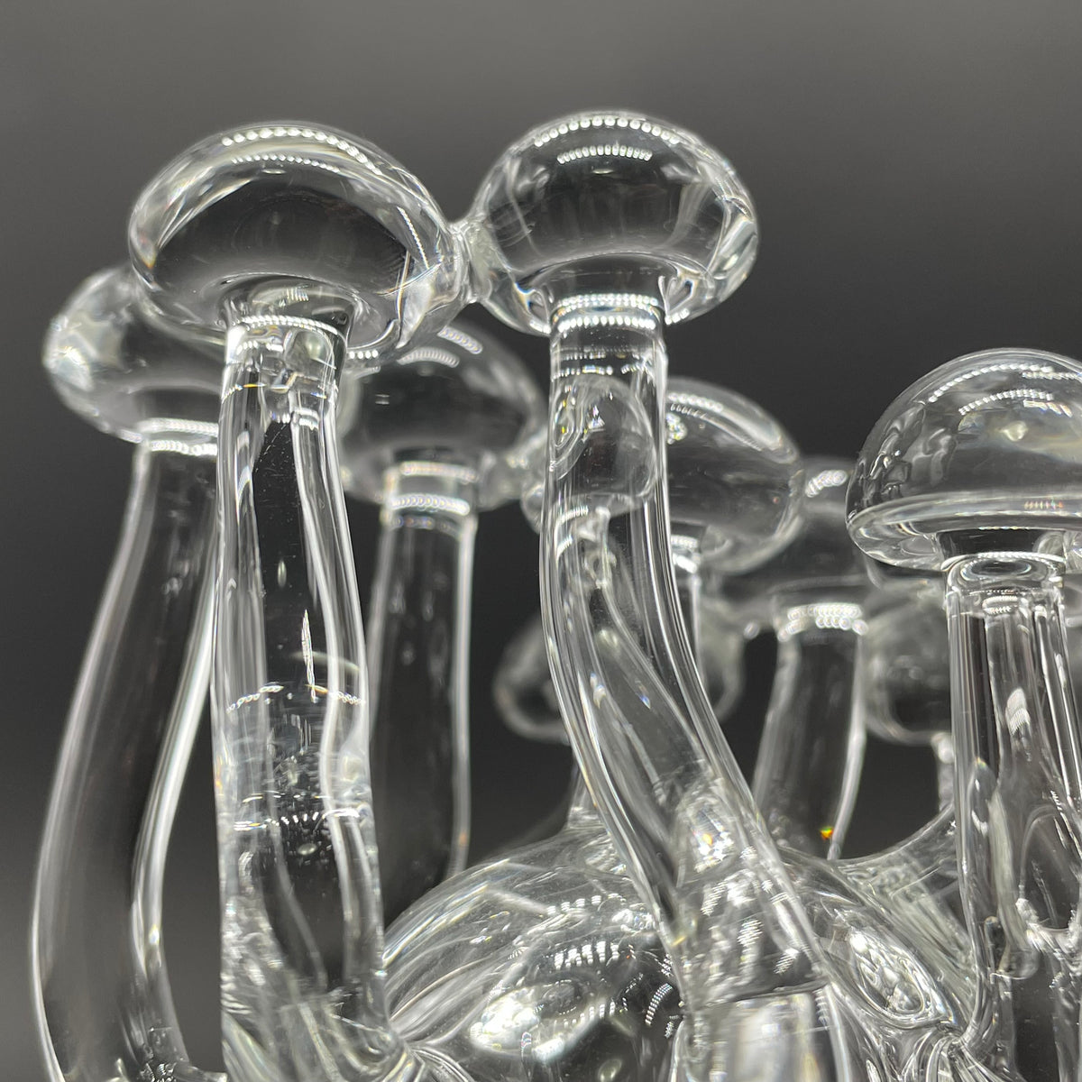 Premium Handblown Clear Glass Mushroom Sculpture Psychedelic Cluster Art Piece - collectible glass art