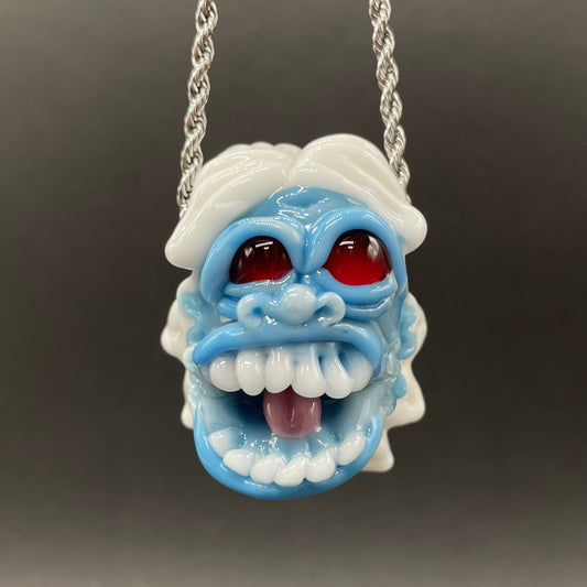 Blown glass yeti pendant