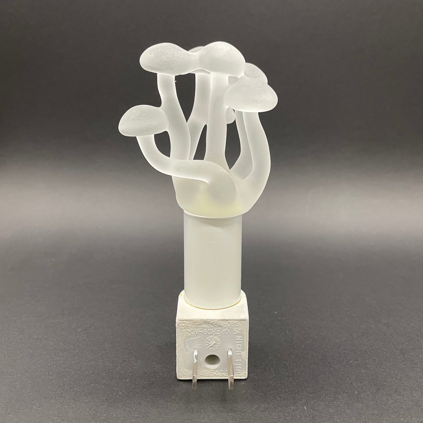 Mushroom, frosted clear glass led night light.
