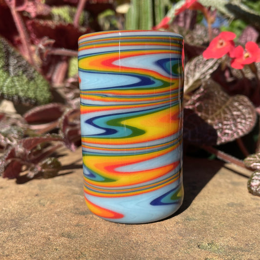 rainbow wig wag shot glass detail view - premium glass art