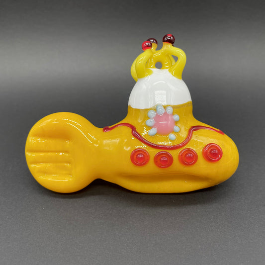 glass yellow submarine ornament detail view - premium glass art