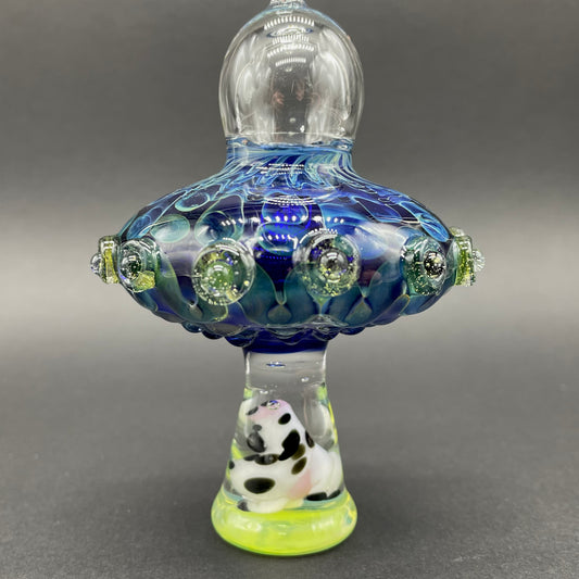 Alien Abduction Ornament (Cow) detail view - premium glass art