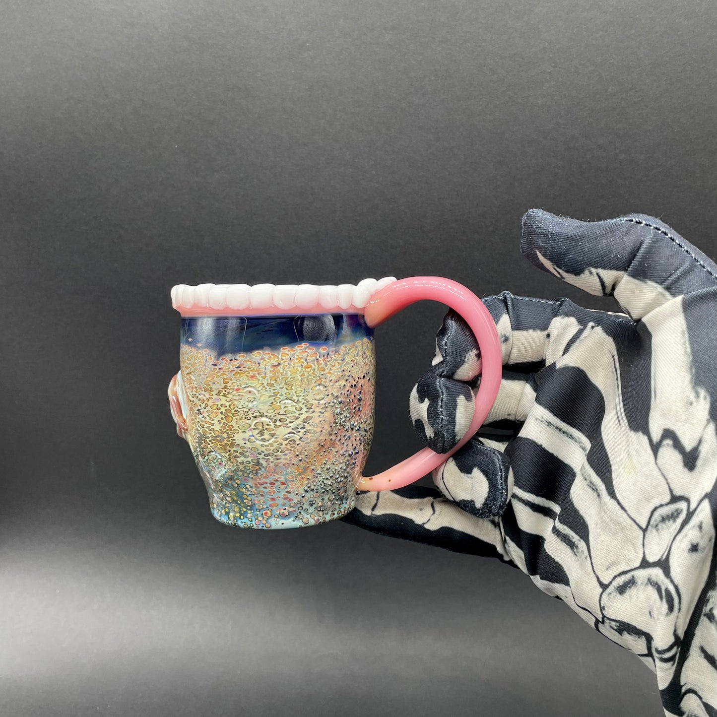 Hand-blown Hangry tea cup - Leviathan Glass original