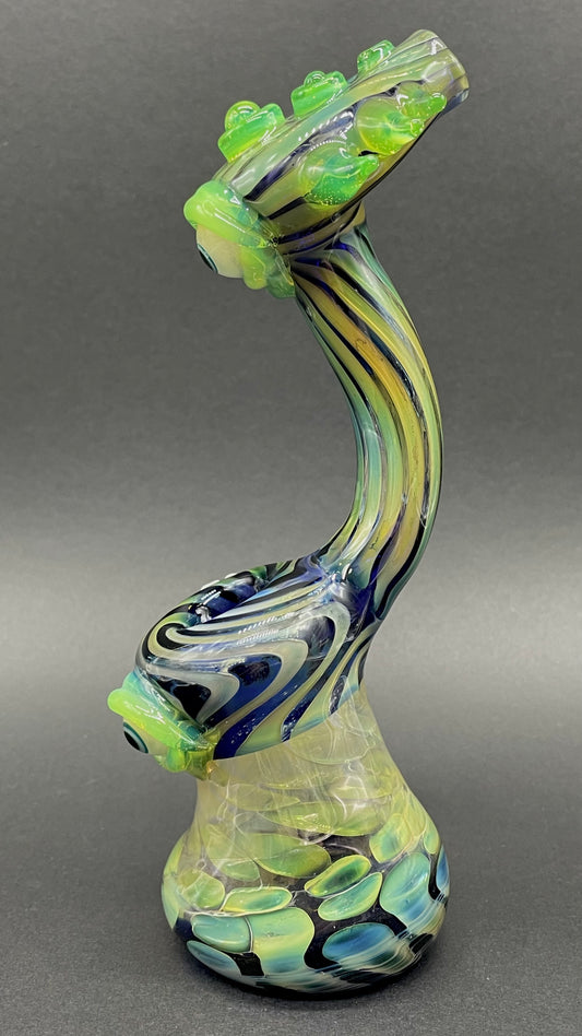 alien head bubbler detail view - premium glass art