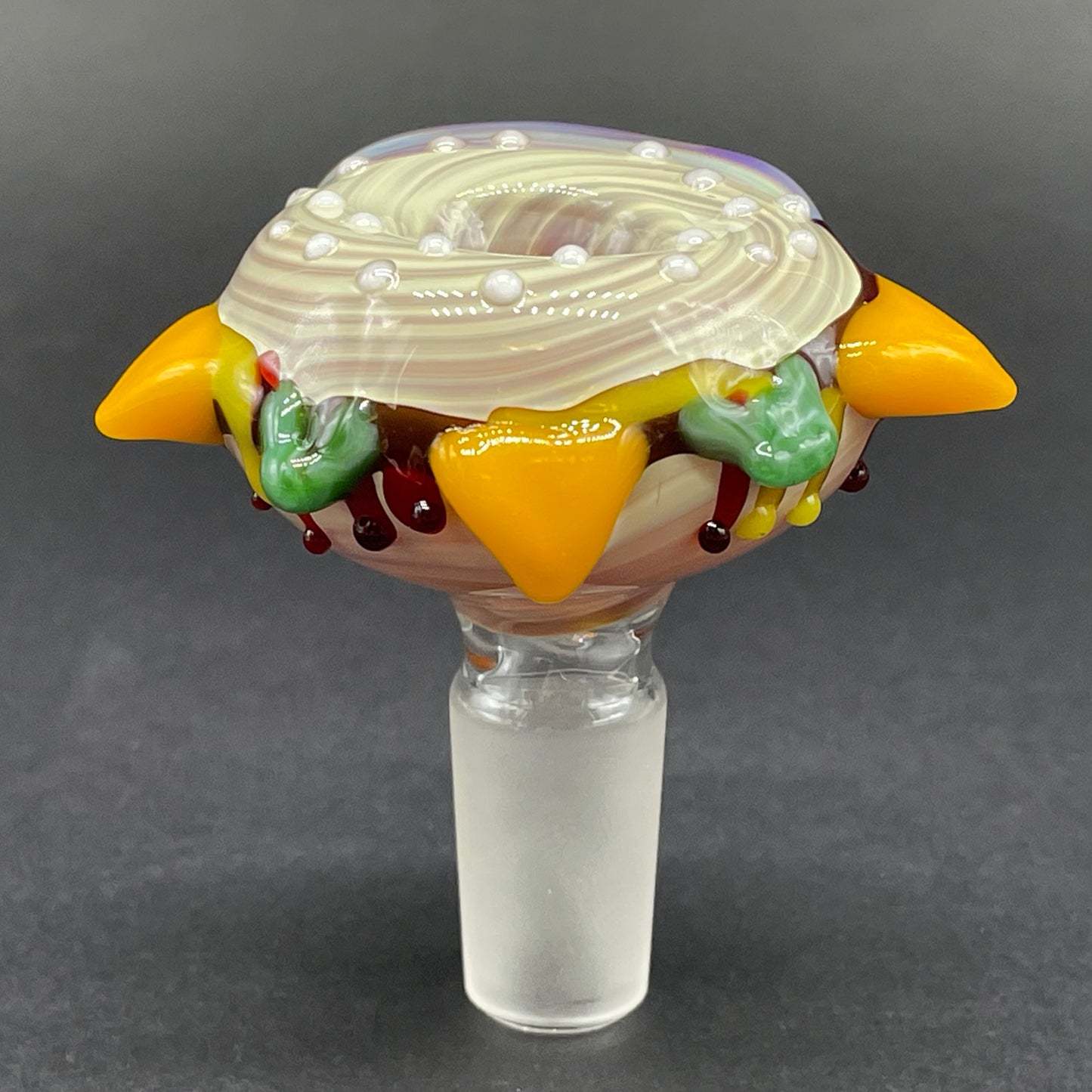 14mm cheeseburger slide glass art - premium handcrafted piece