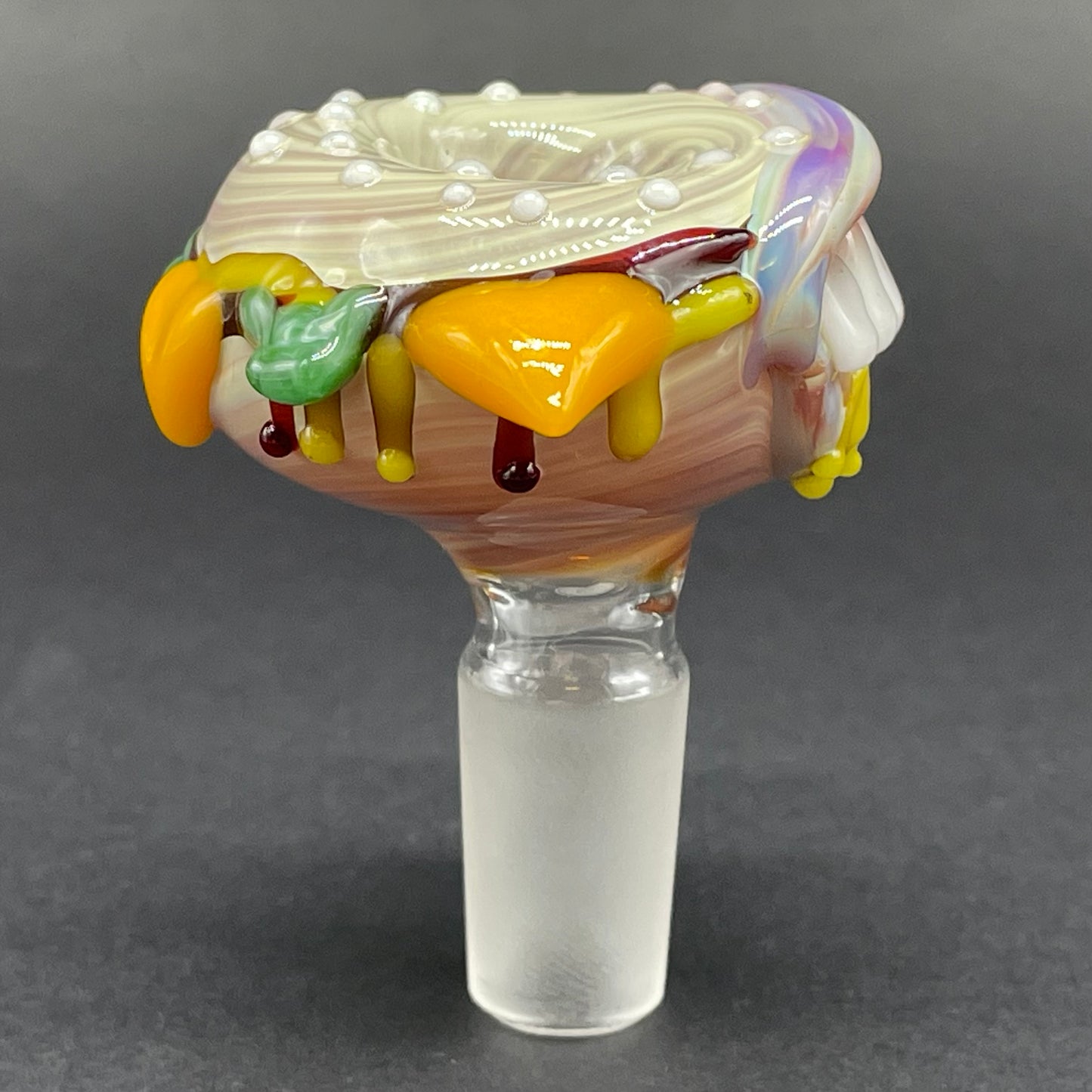 Premium 14mm cheeseburger slide - collectible glass art
