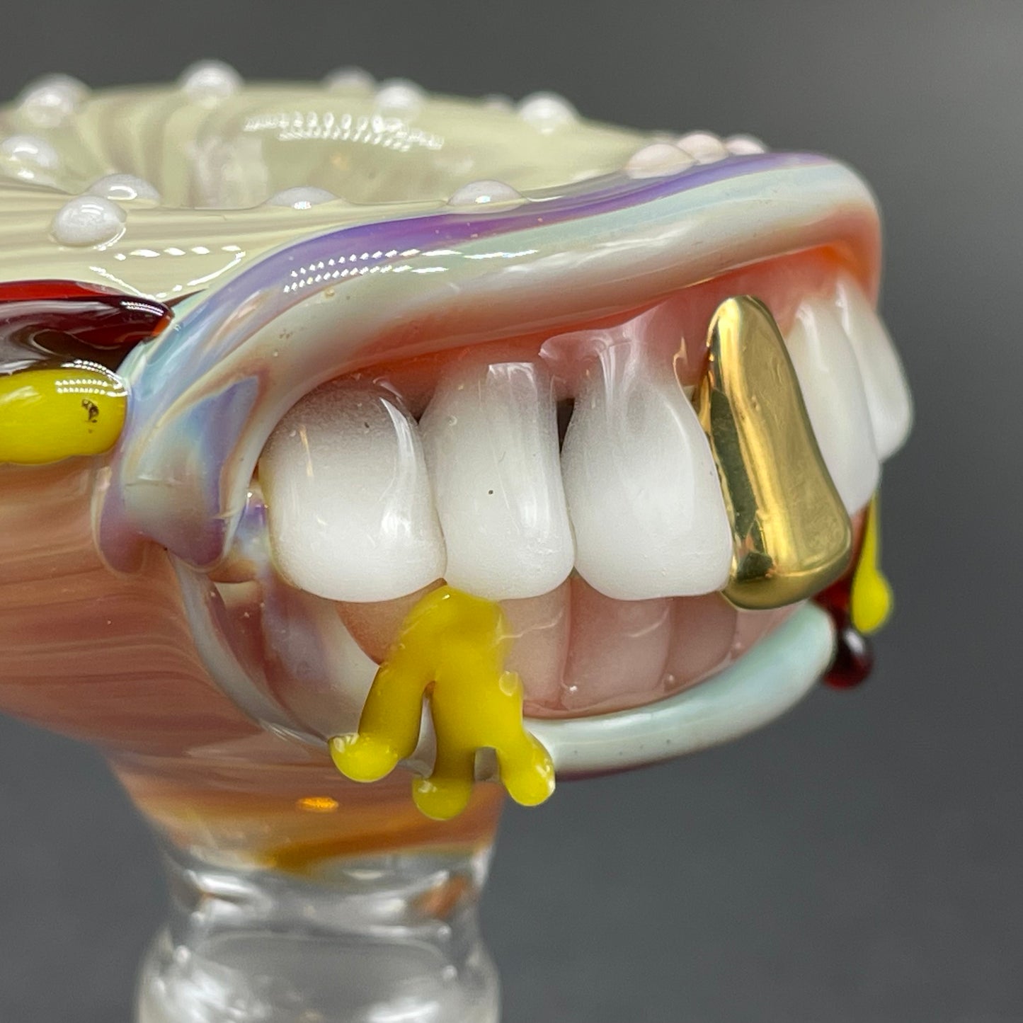 Artisan glass 14mm cheeseburger slide - detailed craftsmanship