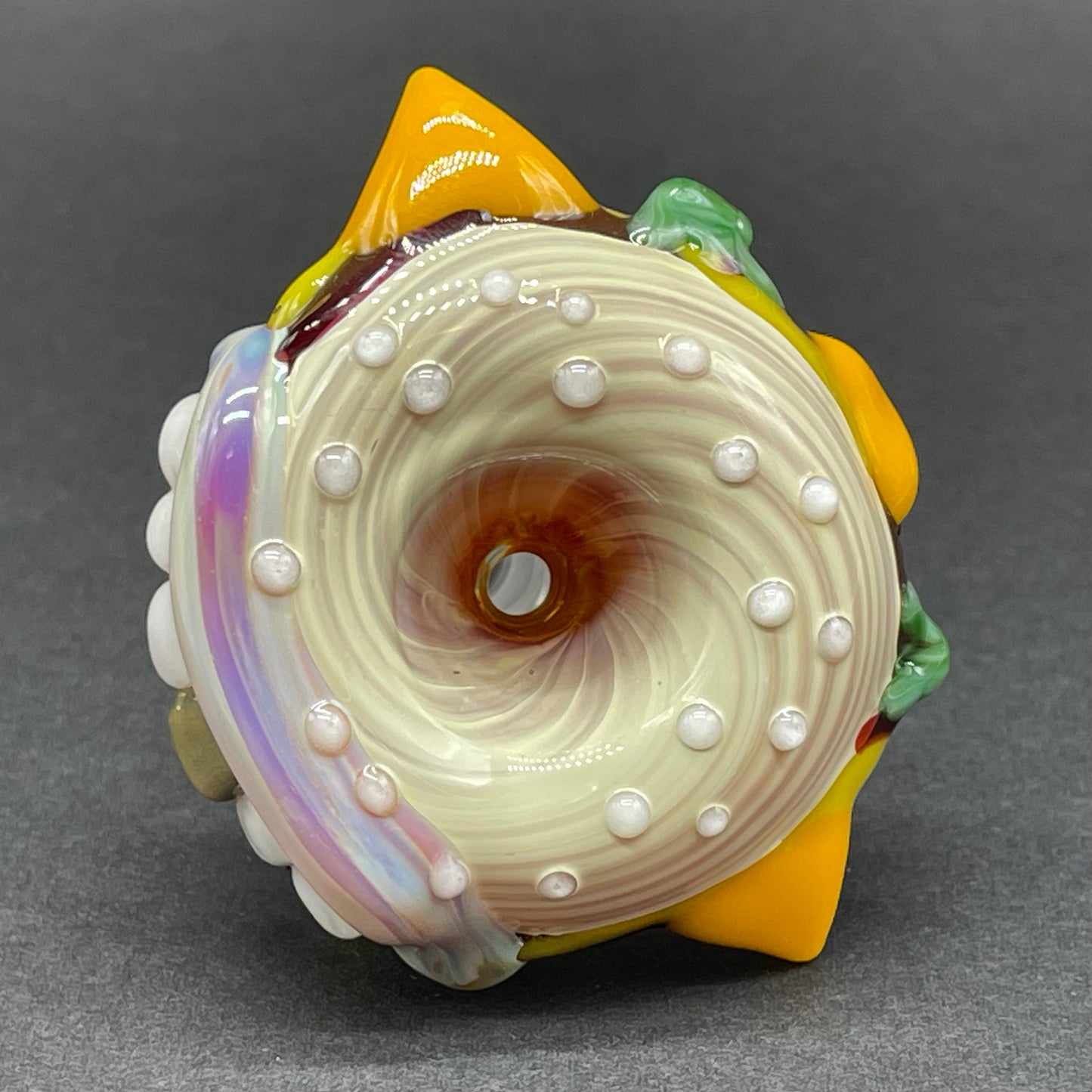 Hand-blown 14mm cheeseburger slide - Leviathan Glass original