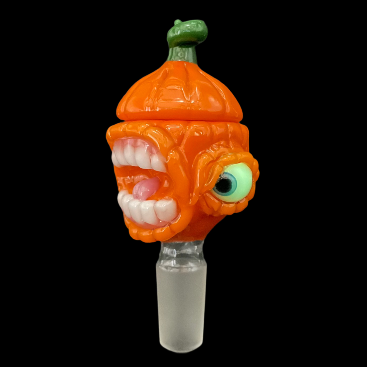 Hand-blown 14mm pumpkin slide with cap - Leviathan Glass original