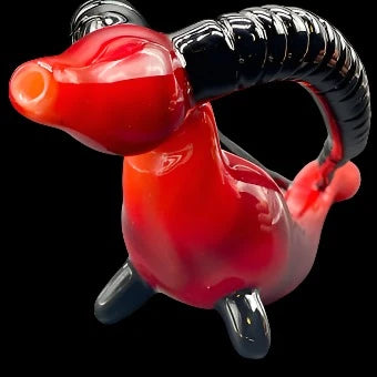 large red taurus steamroller detail view - premium glass art