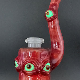 14mm RED Removable Down Stem Rig craftsmanship - artisan glass work
