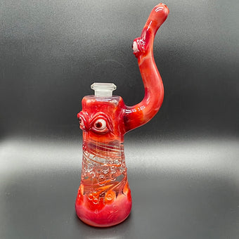 Premium 14mm RED Removable Down Stem Rig - collectible glass art