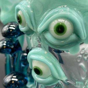Hand-blown Aqua Argus Rig - Leviathan Glass original