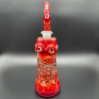 Artisan glass 14mm RED Removable Down Stem Rig - detailed craftsmanship